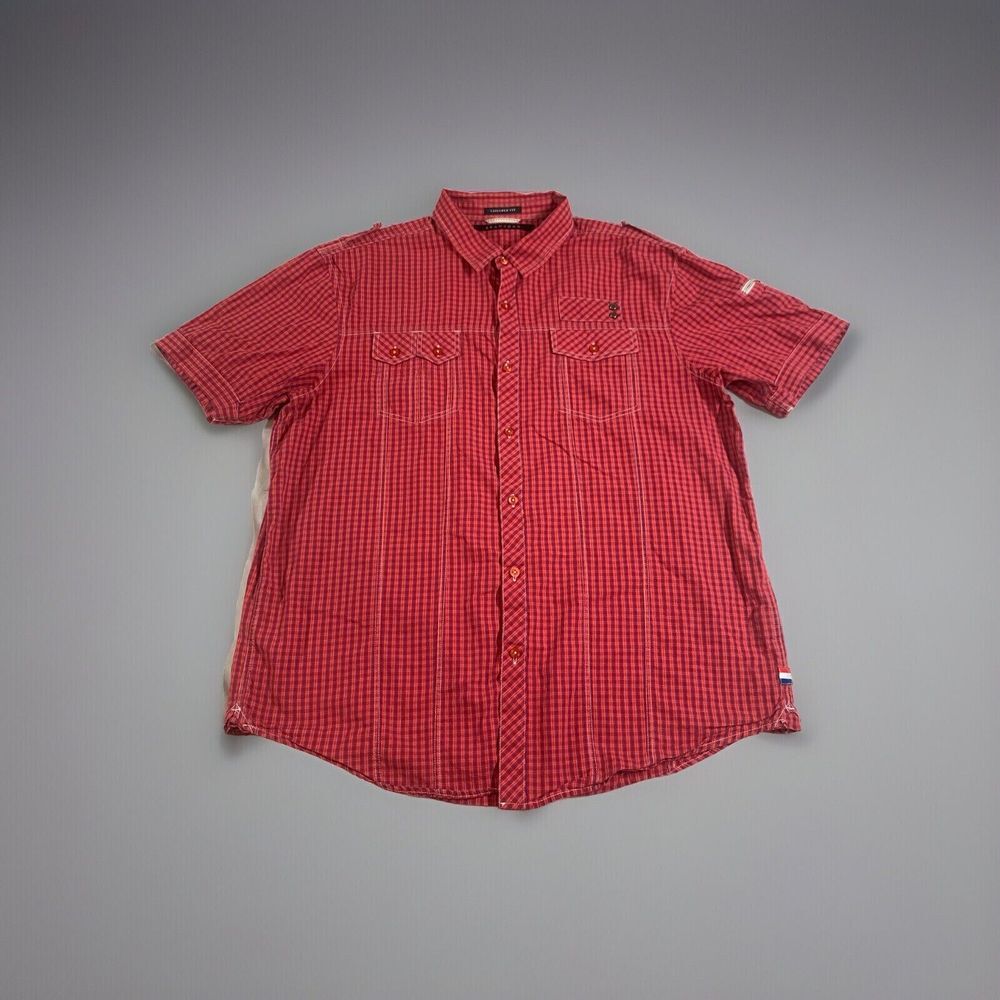 Sean John‎ Button Down Shirt Size XXL Large Tailored Fit Red Check Men's S/S
